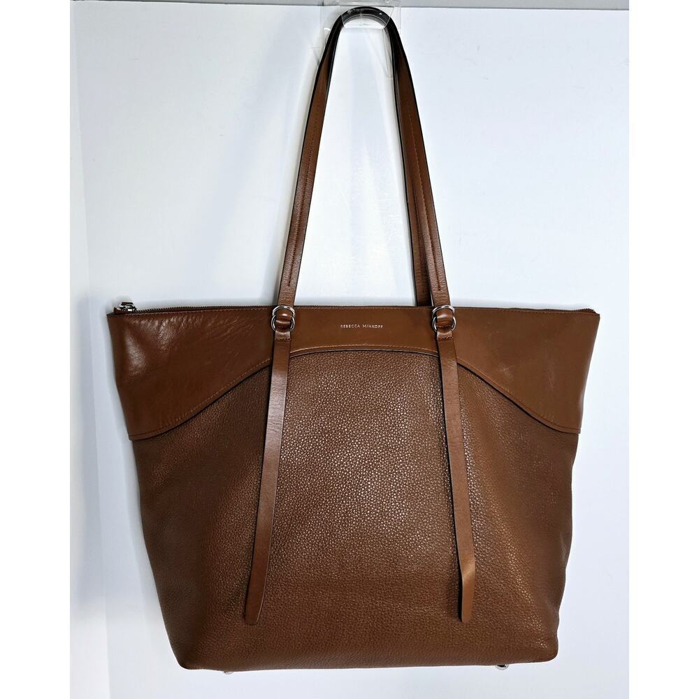 Rebecca Minkoff Signature Top Zip Tote Bag Dk Luggage Cognac Msrp $358